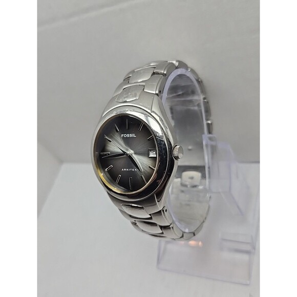 Fossil Arkitekt FS2903 Mens Stainless Steel Quartz Watch Gray Dial New Battery - Picture 2 of 12